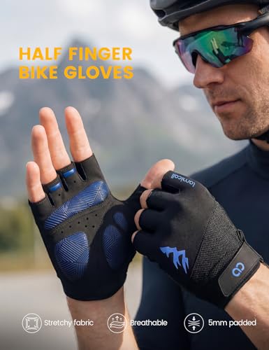 Lamicall Blue Large Bike Gloves for Men & Women - Breathable Shock-Absorbing Cycling Gloves