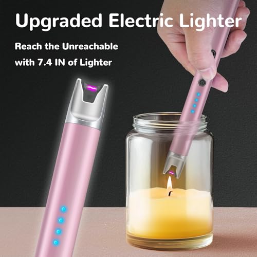 Electric Candle Lighter - 2 Pack USB Rechargeable Flameless Arc Lighters - Pink & Blue