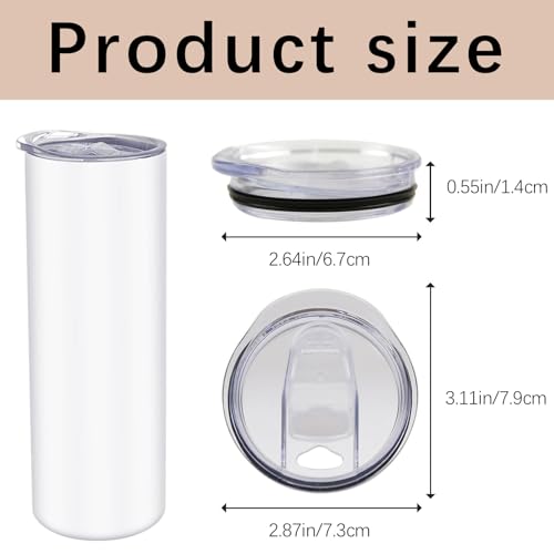 12 Pcs 20 oz Skinny Tumbler Lids Replacement Splash-Guard Sliding 2.64" Mouth ORJ