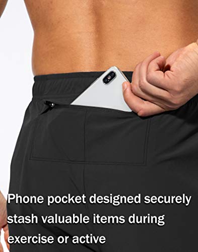 Pudolla Men's Athletic Jogging Pants Large Black with Zipper Pockets