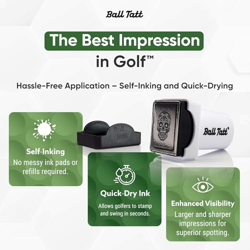 Ball Tatt Self-Inking Golf Ball Stamp - Sugar Skull Design, Waterproof & Reusable