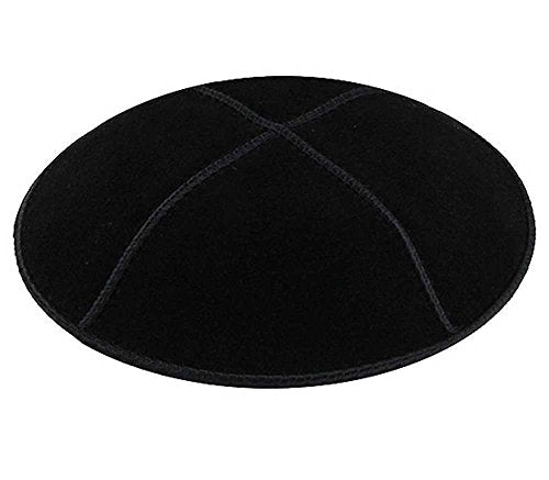 Genuine Suede Kippah with Clips - Black - Bulk or Single Pack