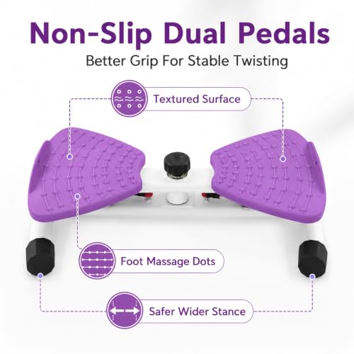 Non-Slip Dual Pedal Waist Twister Exercise Machine - Purple