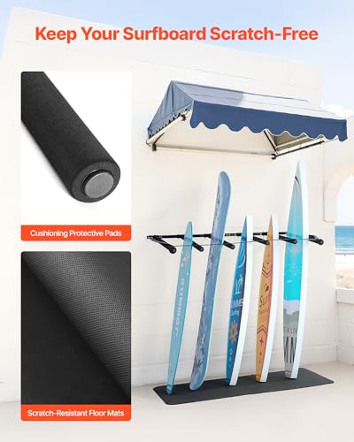 VEVOR Surfboard Wall Rack 6 Arms Vertical Paddle Board Holder with Rubber Cushions