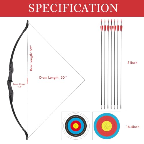 CHEEZBO 20LB Recurve Bow and Arrow Set for Beginners - Ambidextrous Archery Kit