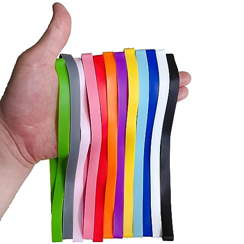 DoThisAllDay Silicone Rubber Bands - Large Thick Wide Stretchy Jumbo Assorted Colors, 12 Pack