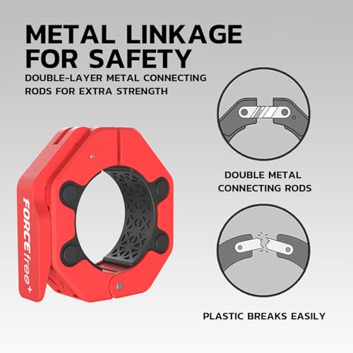 Forcefree+ No-Mag Red Quick Release Barbell Collars – Slim, Secure Fit for 2-Inch Olympic Bars