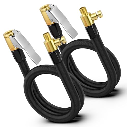 12-Inch Tire Inflator Extension Hose - Flexible Rubber Air Line for Car, Motorcycle, Bicycle