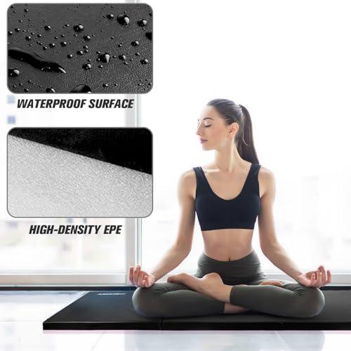 Folding Exercise Mat 2 Inch Thick - Black (3' x 6') | Gymnastics, Yoga, MMA