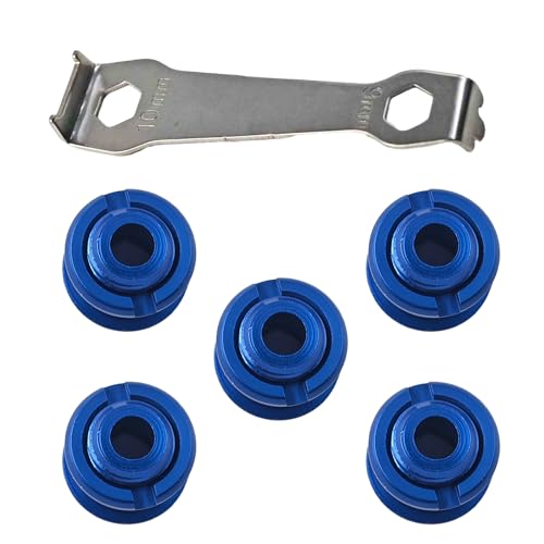 Blue Chainring Bolts - 5pcs 7075 Aluminum with Tool