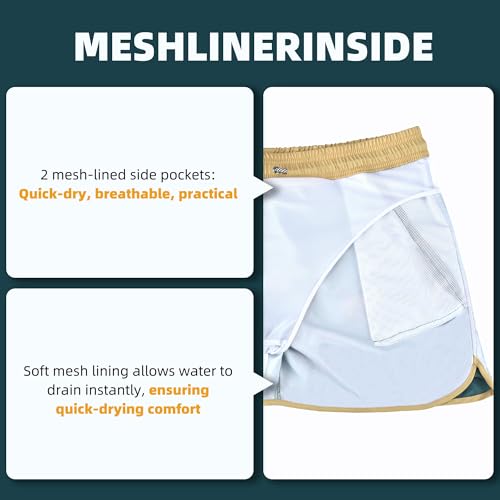 Quick Dry Swim Trunks for Men - Mesh Lining Beach Shorts - Medium Green