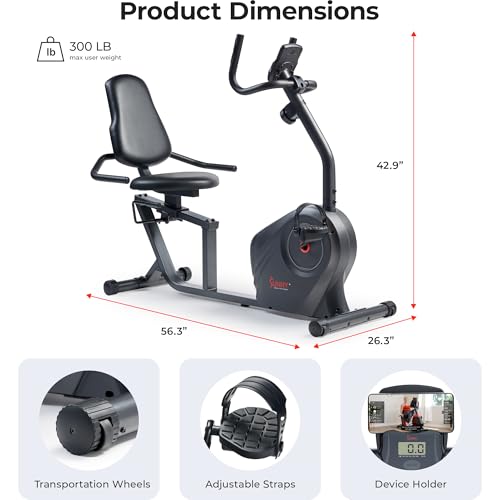 Recumbent Exercise Bike with Wide Cushioned Seat - Black