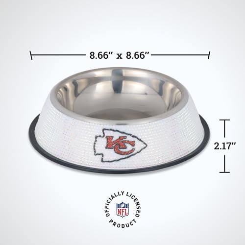 Kansas City Chiefs Bling Team Logo Stainless Steel Pet Bowl