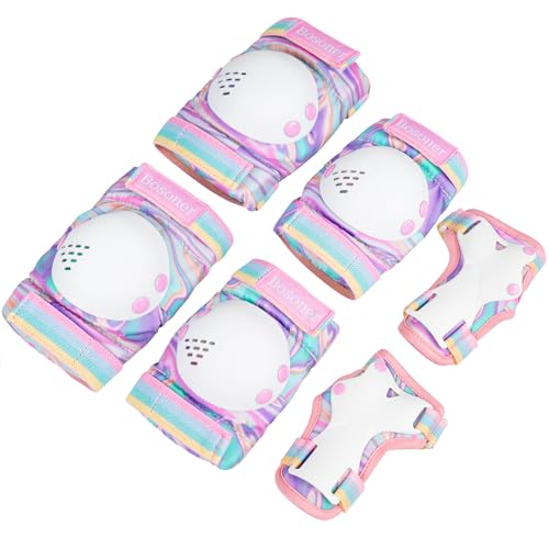 Kids Knee and Elbow Pad Set for Roller Skating - Rainbow, Small (3-7 Years)