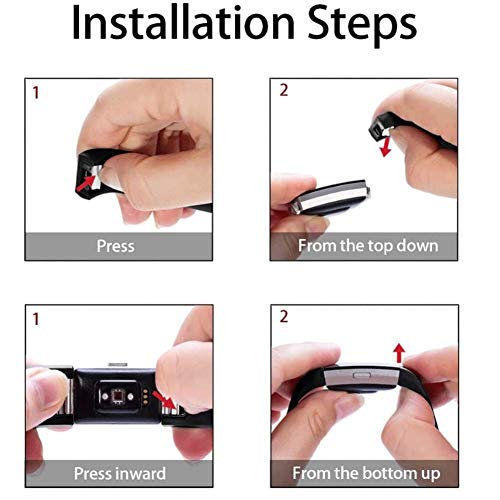 Silicone Adjustable Replacement Bands for Fitbit Charge 2 - Black Large