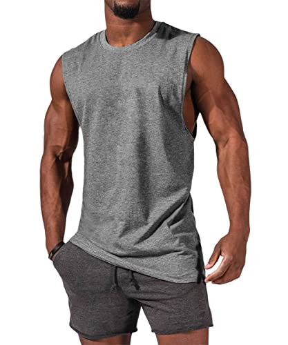 Men's Sleeveless Tank Top with Crew Neck - Loose Fit Activewear Shirt