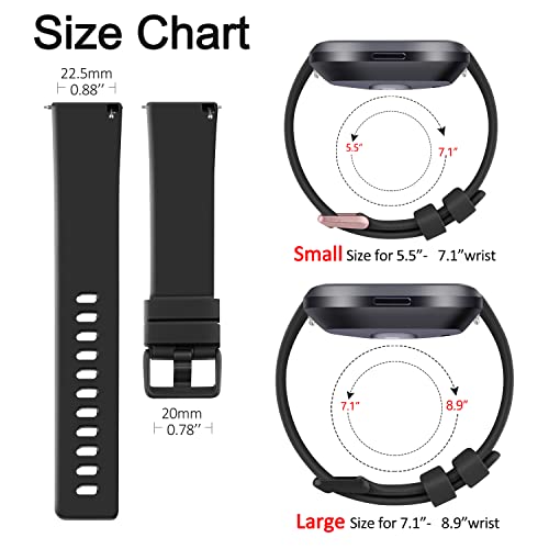 Soft Silicone Bands for Fitbit Versa 2 / Lite - 3 Pack Large (Black, Smoke Violet, Milk Tea)