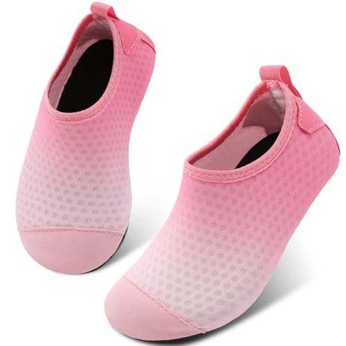 Kids Water Shoes Toddler Aqua Socks Pink Gradient Non-Slip Rubber Sole - Little Kid