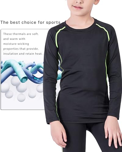 Youth Boys & Girls Long Sleeve Compression Shirts - Small Green Line
