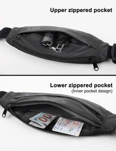 GOX Black Running Belt Bag Phone Holder Small Fanny Pack for Men
