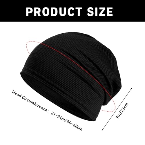 Breathable Summer Running Caps - 3 Pack Beanie Skull Caps - Black & Grey
