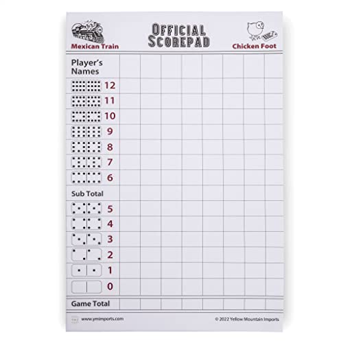 Dominoes Scorepad for Mexican Train & Chicken Foot - 60 Sheets, 8.2 x 5.5 in