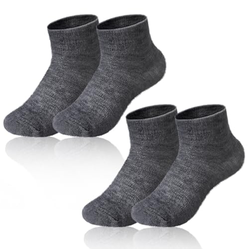 Cutecrop 2 Pairs Dark Gray Alpaca Wool Ankle Socks - Size 10-13