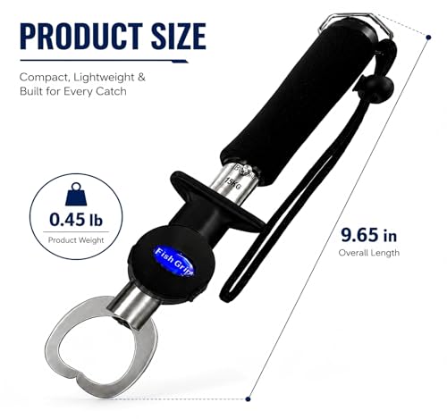 Portable Fishing Scale & Lip Gripper Tool - Black, 33 lb Capacity