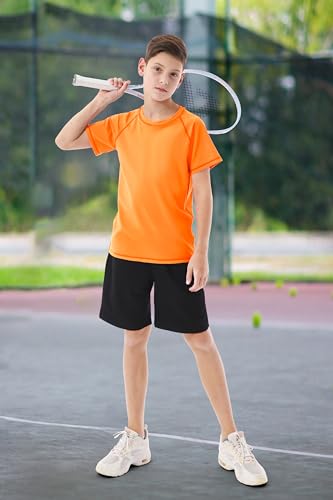 Boys' UPF 50+ Rash Guard Swim Shirt - Orange, 10-12 Years