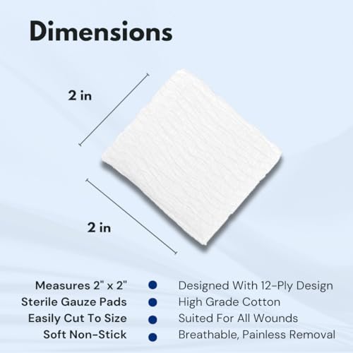 Dealmed 2" x 2" Sterile Gauze Pads - Pack of 2, 100 Count Each, Individually Wrapped