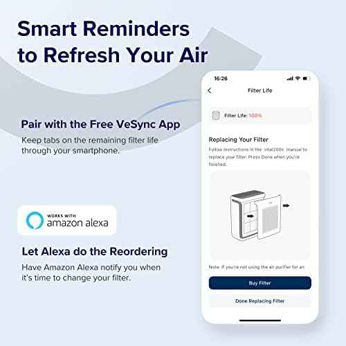 LEVOIT Genuine Vital 200S-P Air Purifier Pet Allergy Replacement Filter, Supports HEPA Sleep Mode, High-Efficiency Activated Carbon for Removal of Allergens, Pollen, Vital 200S-RF-PA, 1 Pack, Yellow