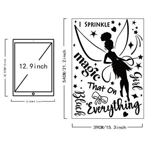 SUPERDANT Elf Girl Wall Stickers Black Girl Fairy Wall Decor Magic That On Everything Vinyl Lettering PVC Art Decals for Living Room Girl's Bedroom Decoration Black 21"x15"