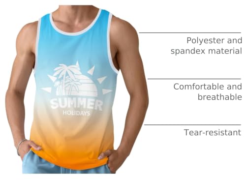 Men's Summer Beach Tank Top - American Flag Print - Medium