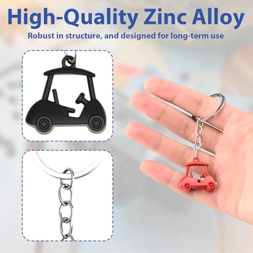 3 Pcs Metal Golf Cart Keychain Set - Durable Zinc Alloy Golf Gifts