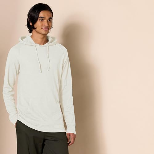 Men's Pullover Hoodie - Long Sleeve Slub Thermal, Large Tall / Ivory
