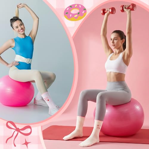 Non-Slip Yoga & Pilates Socks for Women - Embroidered Pink Afternoon Tea, 3 Pair