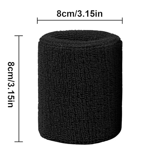 6-Pack Athletic Sweatbands for Men and Women - Breathable Cotton Wristbands