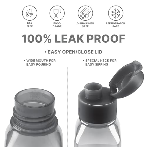 Bulk Water Bottle Set - 10oz & 17oz Square Reusable Bottles - Black/Blue