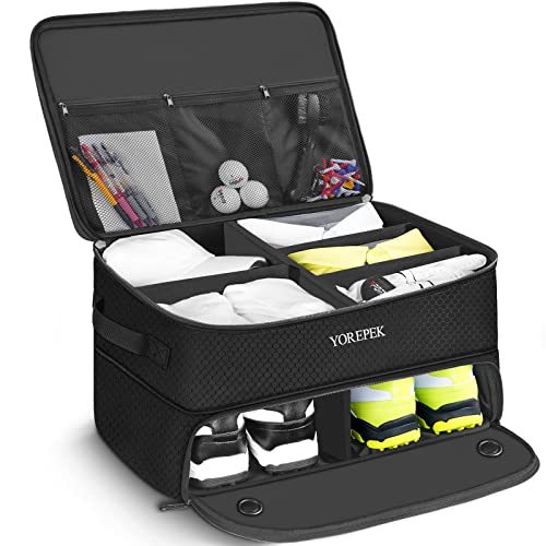 Golf Trunk Organizer for Car - 2 Layer with Shoe Storage - Standard Black