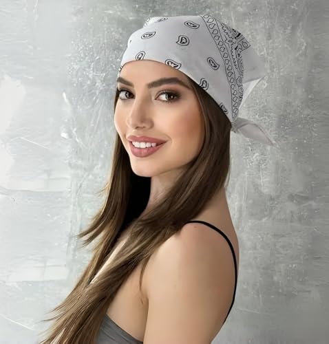 100% Cotton Bandanas - 21.5 x 21.5 Inch Unisex Headwraps, Set of 6
