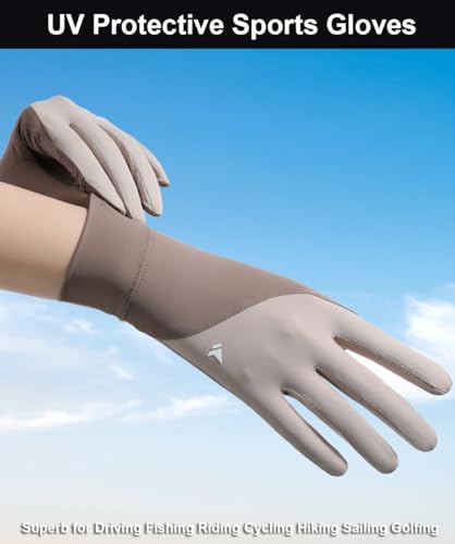 UV Protection Full Finger Gloves for Women - Brown