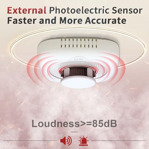 Smoke Detector, Fire Alarms Smoke Detectors, Smoke Alarm Battery Powered, Portable Smoke Detectors with LED Indicator, MY-S05, 4 Packs