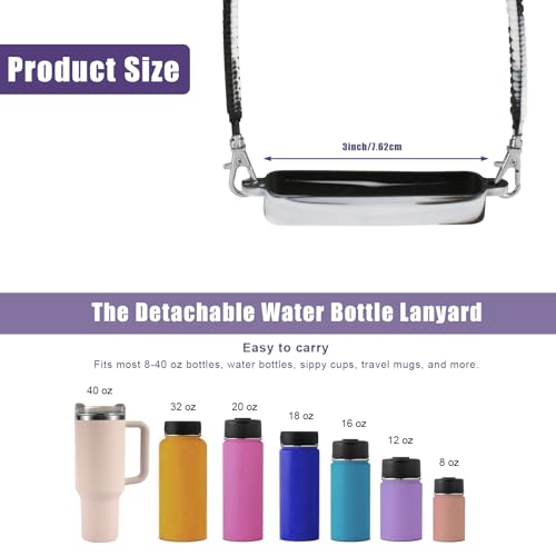 Silicone Water Bottle Handle Strap - Blue, White, Black