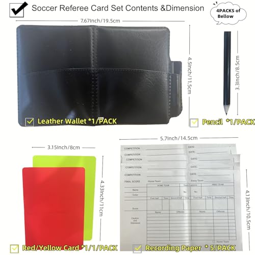 Soccer Referee Card Set - 4 Packs with Wallet, Pencils & Papers