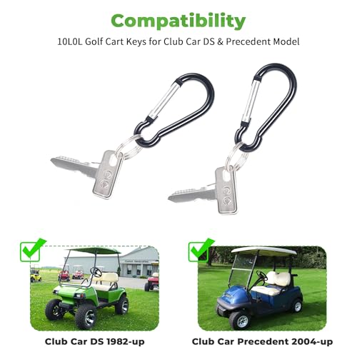 4 Pack Golf Cart Keys Replacement for Club Car DS & Precedent - D-Shaped Keychain
