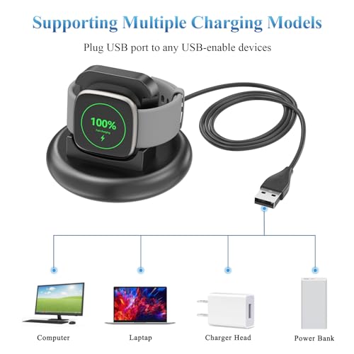 Meliya Fitbit Versa & Sense Charging Dock with 4.4Ft USB Cable - Anti-Slip Stand