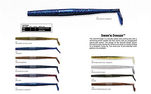 Swim'N Dinger Paddle Tail Fishing Bait - 5 Inch, Watermelon/Pearl Laminate