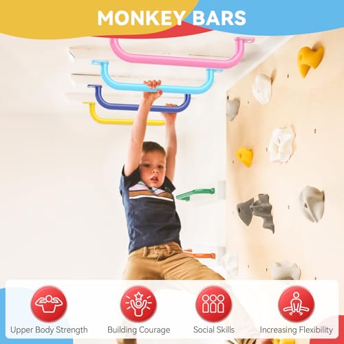 Indoor Playground Handles Set - 17.1 Inch Steel Monkey Bars for Kids & Climbing