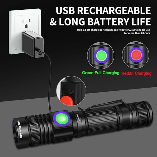 DARKBEAM 365nm UV Flashlight 10W – Pocket-Sized Black Light, 365nm (Bluish) with USB Rechargeable, A300 Variant