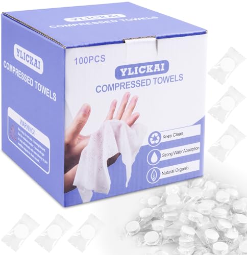 100PCS Disposable Compressed Towels - Portable Coin Paper Towels for Travel